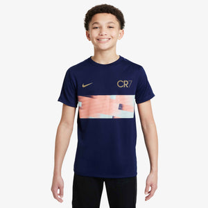 NIKE JR CR7 DRI-FIT SS TOP BLUE VOID/METALLIC GOLD