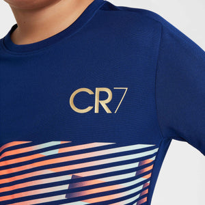 NIKE JR CR7 DRI-FIT SS TOP BLUE VOID/METALLIC GOLD