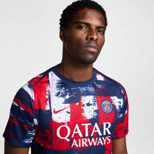 NIKE PSG 24-25 PRE-MATCH SS TOP MIDNIGHT NAVY/RED