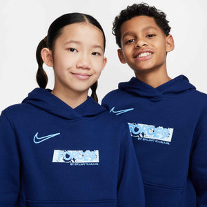 NIKE JR HAALAND CLUB FLEECE HOODY BLUE VOID/UNI BLUE