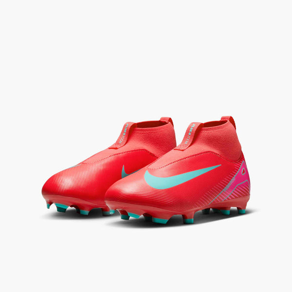 NIKE JR ZM SUPERFLY 10 ACADEMY FG EMBER GLOW/AURORA GREEN