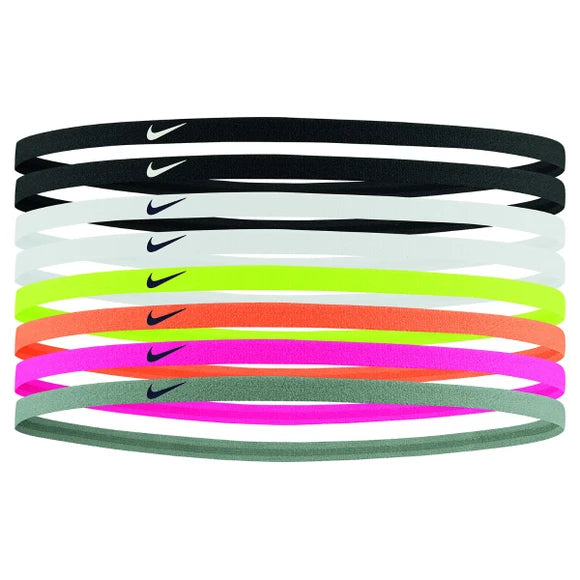 NIKE SKINNY HAIRBANDS BLACK/WHITE/VOLT/GREY 8p.