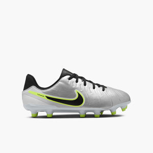 NIKE JR TIEMPO LEGEND 10 ACADEMY FG METALLIC SILVER/BLACK/VOLT