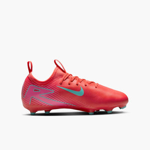 NIKE JR ZM VAPOR 16 ACADEMY FG EMBER GLOW/AURORA GREEN