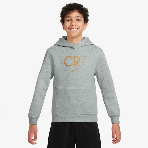 NIKE JR CR7 CLUB FLEECE HOODIE SMOKE GREY/METALLIC GOLD