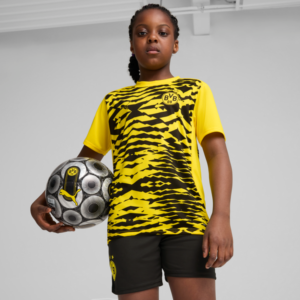 PUMA JR DORTMUND 24-25 PRE-MATCH SS JERSEY FASTER YELLOW/BLACK