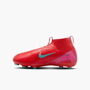 NIKE JR ZM SUPERFLY 10 ACADEMY FG EMBER GLOW/AURORA GREEN