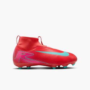 NIKE JR ZM SUPERFLY 10 ACADEMY FG EMBER GLOW/AURORA GREEN