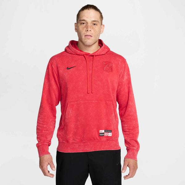 NIKE LIVERPOOL 24-25 CLUB FLEECE HOODIE UNIVERSITY RED/WHITE