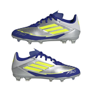 ADI JR F50 LEAGUE MESSI FG SILVER/LUCID BLUE/YELLOW