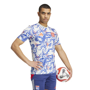 ADI LYON 24-25 PRE-MATCH SHIRT WHITE/SEMI LUCID BLUE