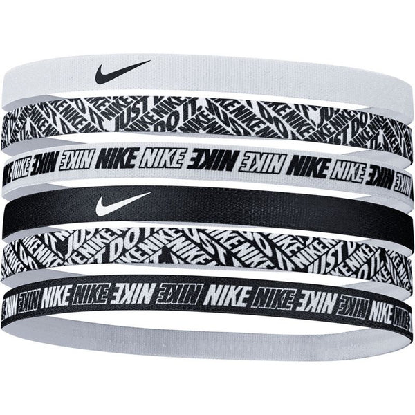 NIKE PRINTED HAIRBANDS BLACK/WHITE 6p.