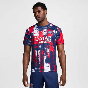 NIKE PSG 24-25 PRE-MATCH SS TOP MIDNIGHT NAVY/RED