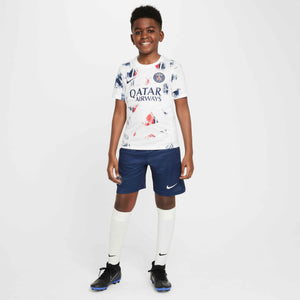 NIKE JR PSG 24-25 PRE-MATCH SS JERSEY WHITE/MIDNIGHT NAVY