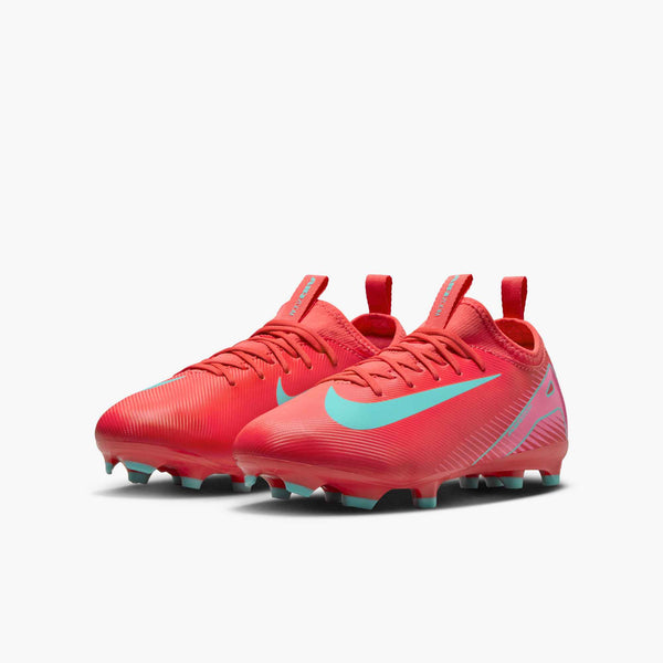 NIKE JR ZM VAPOR 16 ACADEMY FG EMBER GLOW/AURORA GREEN