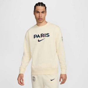 NIKE PSG 24-25 CLUB FLEECE SWEATER COCONUT MILK/NAVY