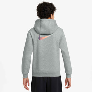 NIKE JR CR7 CLUB FLEECE HOODIE SMOKE GREY/METALLIC GOLD