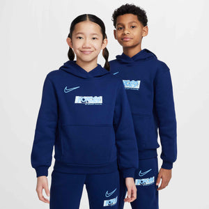 NIKE JR HAALAND CLUB FLEECE HOODY BLUE VOID/UNI BLUE