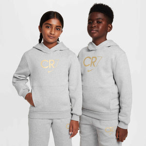 NIKE JR CR7 CLUB FLEECE HOODIE SMOKE GREY/METALLIC GOLD