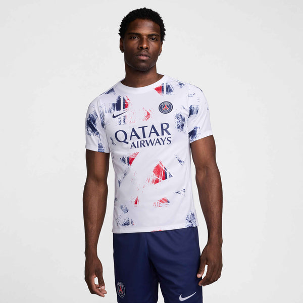 NIKE PSG 24-25 PRE-MATCH SS JERSEY WHITE/MIDNIGHT NAVY