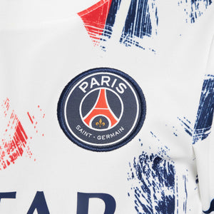 NIKE JR PSG 24-25 PRE-MATCH SS JERSEY WHITE/MIDNIGHT NAVY