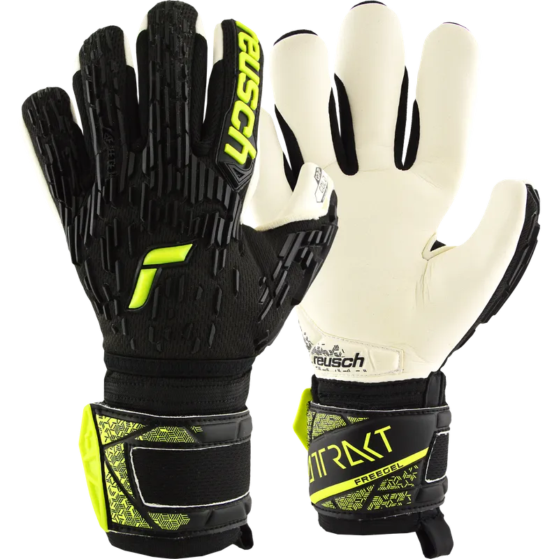 REUSCH JR ATTRAKT FREEGEL GOLD FS BLACK/SAFETY YELLOW