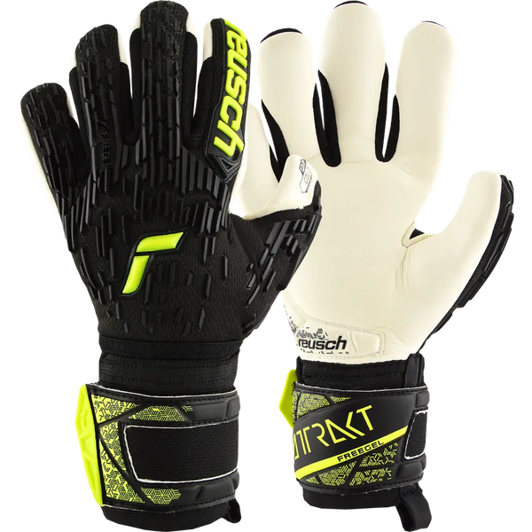 REUSCH JR ATTRAKT FREEGEL GOLD FS BLACK/SAFETY YELLOW