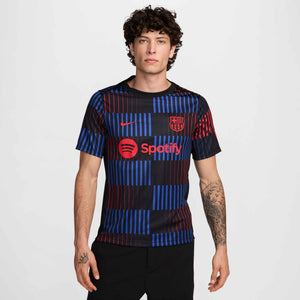 NIKE BARCELONA 24-25 PRE-MATCH SS TOP BLACK/UNIVERSITY RED