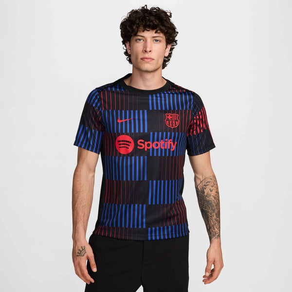 NIKE BARCELONA 24-25 PRE-MATCH SS TOP BLACK/UNIVERSITY RED