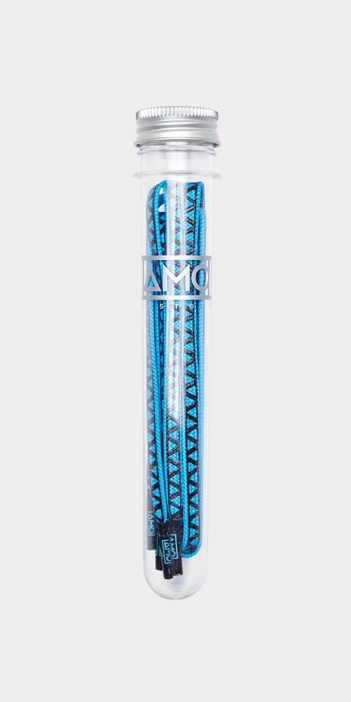 AMO GRIP LACES BLACK/TROPICAL BLUE 130cm