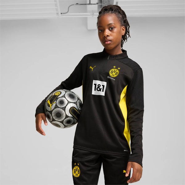 PUMA JR DORTMUND 24-25 ZIP TOP BLACK/FASTER YELLOW