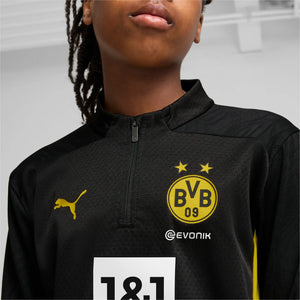 PUMA JR DORTMUND 24-25 ZIP TOP BLACK/FASTER YELLOW